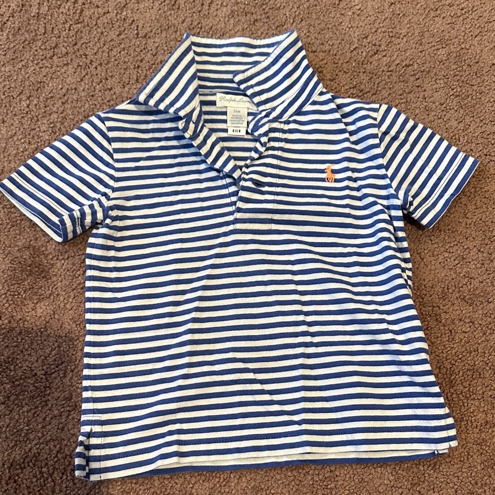 Ralph Lauren Kids Polo with Blue and White Stripes